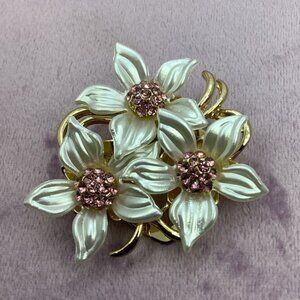 Floral Scarf Slide Pearly and Pink
